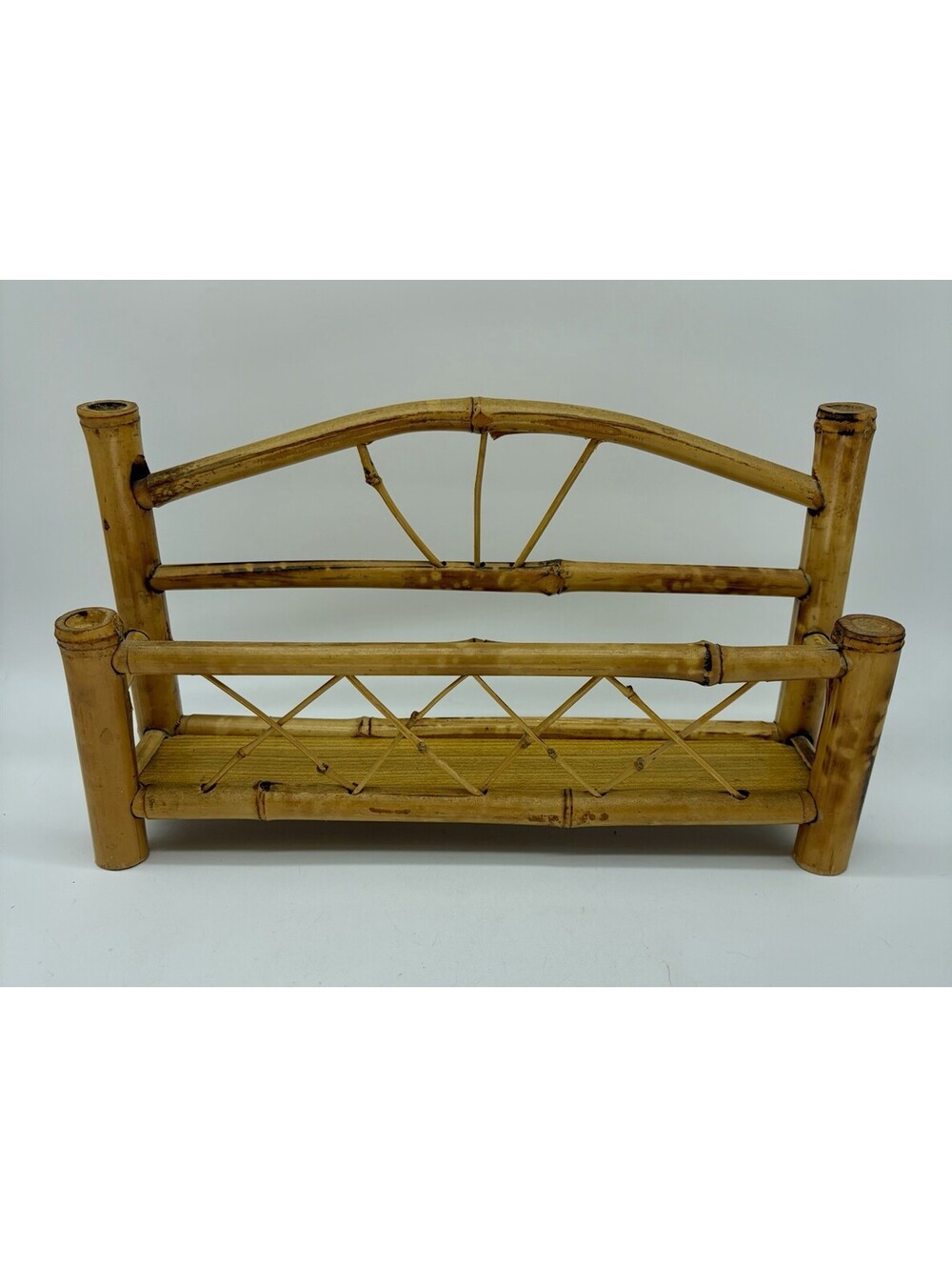 Bamboo Spice Rack Shelf Letter Holder Vintage Rare Hanging Tabletop Boho Decor